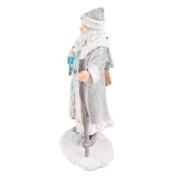 Šedo-modrá dekorace Santa s holí a šášulou - 11*9*21 cm