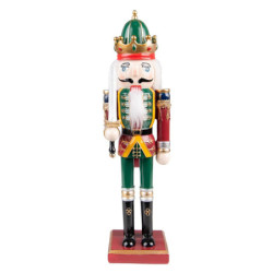 Vánoční dekorace socha Louskáček v červeno-zeleném - 9*7*30 cm