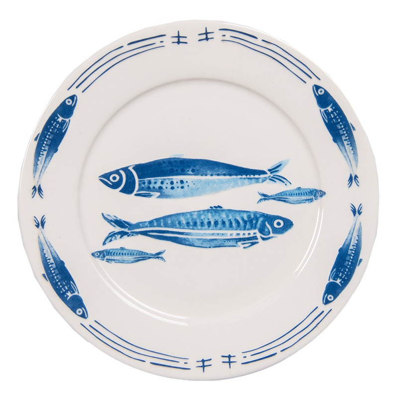 Porcelánový dezertní talíř  s rybkami  Fish Blue - Ø 20*2 cm