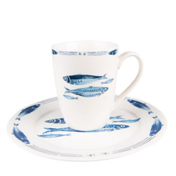 Porcelánový hrnek s rybkami  Fish Blue - 12*9*11 cm / 330 ml