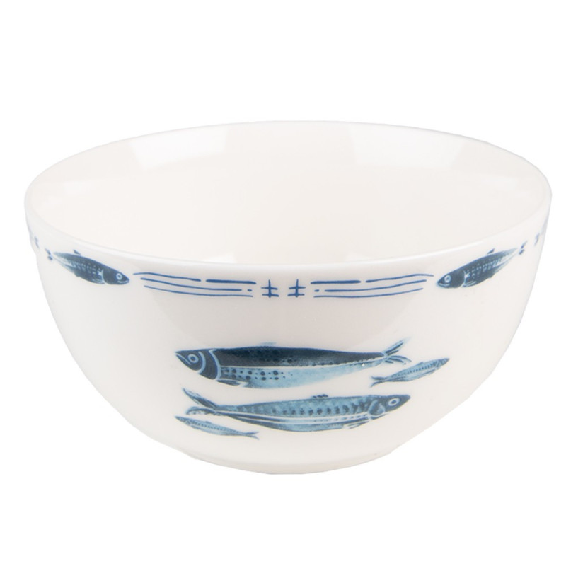 Porcelánová miska na polévku  s rybkami  Fish Blue - Ø 14*7 cm / 500 ml