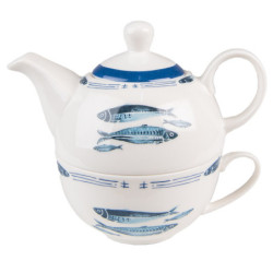 Tea for One s rybkami  Fish Blue - 17*11*14 cm / 400 ml / 250 ml