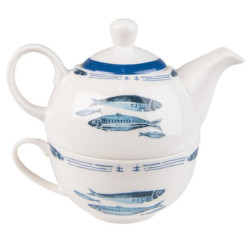 Tea for One s rybkami  Fish Blue - 17*11*14 cm / 400 ml / 250 ml