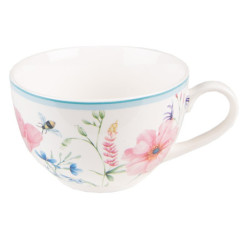 Porcelánový šálek s podšálkem Meadow - 12*8*10 cm / Ø15*2 cm / 230 ml