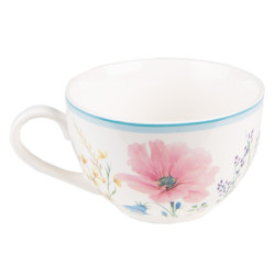 Porcelánový šálek s podšálkem Meadow - 12*8*10 cm / Ø15*2 cm / 230 ml