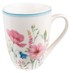 Barevný porcelánový hrneček s květy Meadow - 12*8*10 cm / 356 ml