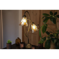 Stolní lampa Tiffany Flowerbell orange - 35*18*61 cm E14/max 2*25W
