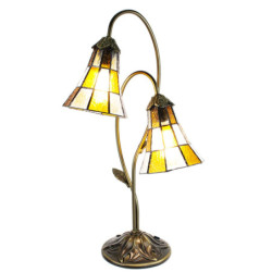 Stolní lampa Tiffany Flowerbell orange - 35*18*61 cm E14/max 2*25W