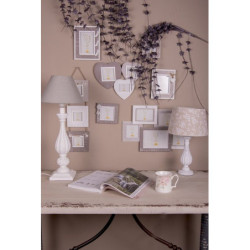 Šedé puntíkované látkové stínidlo lampy - Ø 23*15 cm / E27