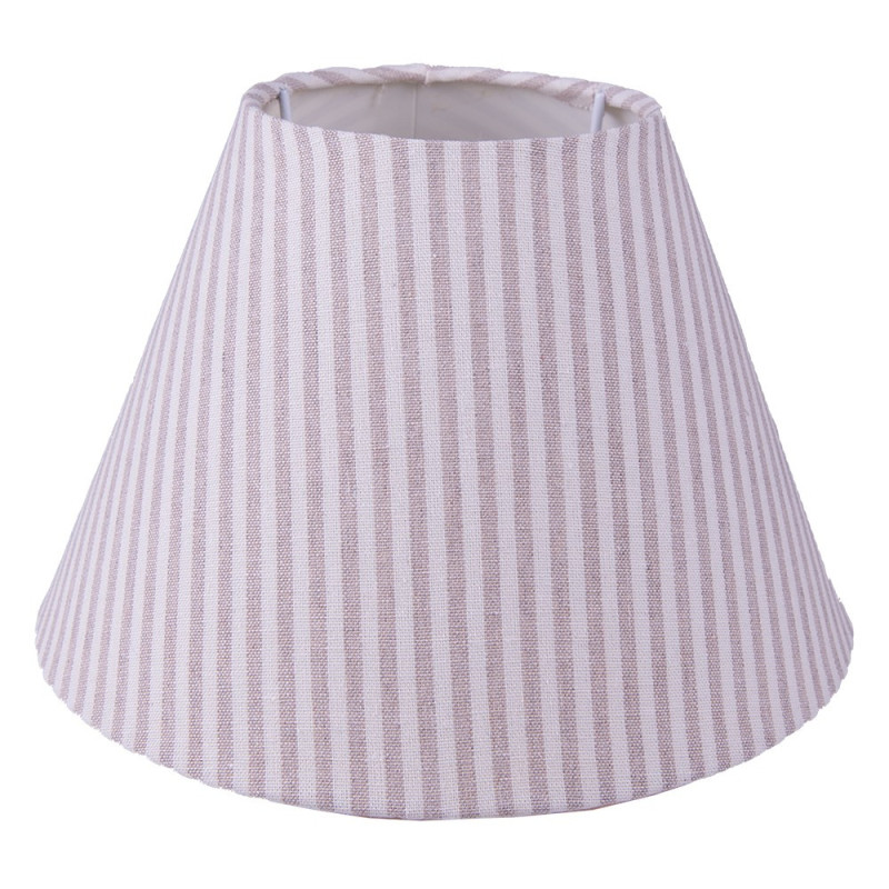 Béžové pruhované látkové stínidlo lampy - Ø 23*15 cm / E27