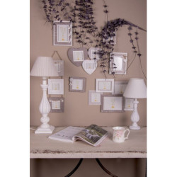 Béžové pruhované látkové stínidlo lampy - Ø 23*15 cm / E27