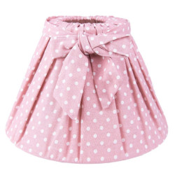 Růžové bavlněné stínidlo s mašlí a puntíky - Ø 22*14 cm / E27