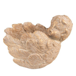Zlato-hnědý antik obal na květináč Anděl s křídly - 16*13*12 cm