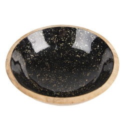 Dřevěná servírovací mísa s černým vnitřkem - Ø 20*7 cm