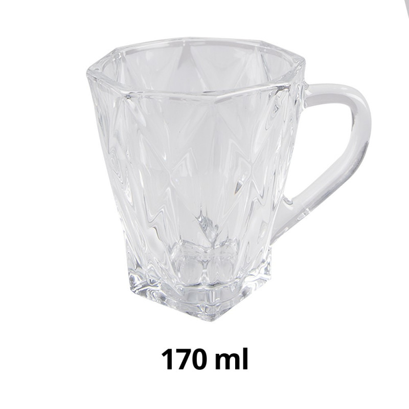 Transparentní skleněný hrnek na nápoj - 10*9*8 cm / 170 ml