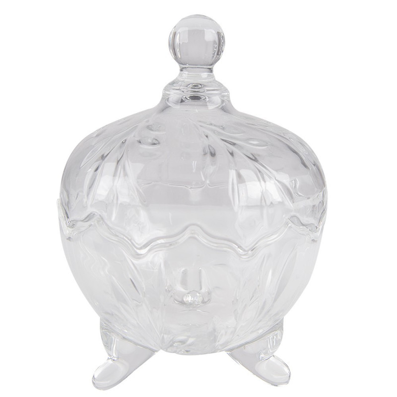 Transparentní skleněná miska dóza na cukrovinky s víkem - Ø 15*20 cm