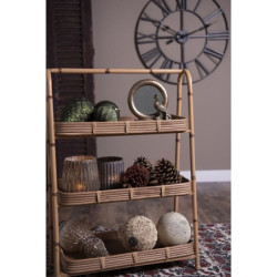 Přírodní ratanový vintage stojan se 3mi policemi Vio - 50*23*70 cm