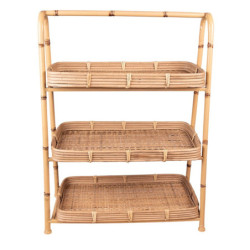 Přírodní ratanový vintage stojan se 3mi policemi Vio - 50*23*70 cm