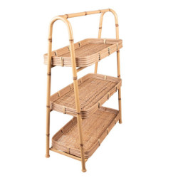 Přírodní ratanový vintage stojan se 3mi policemi Vio - 50*23*70 cm