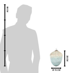 Béžovo-tyrkysová vánoční skleněná ozdoba žalud XL - Ø 15*20 cm