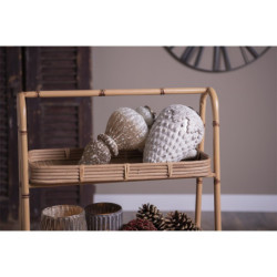Bílo-hnědá antik skleněná ozdoba baňka XL - Ø 12*25 cm