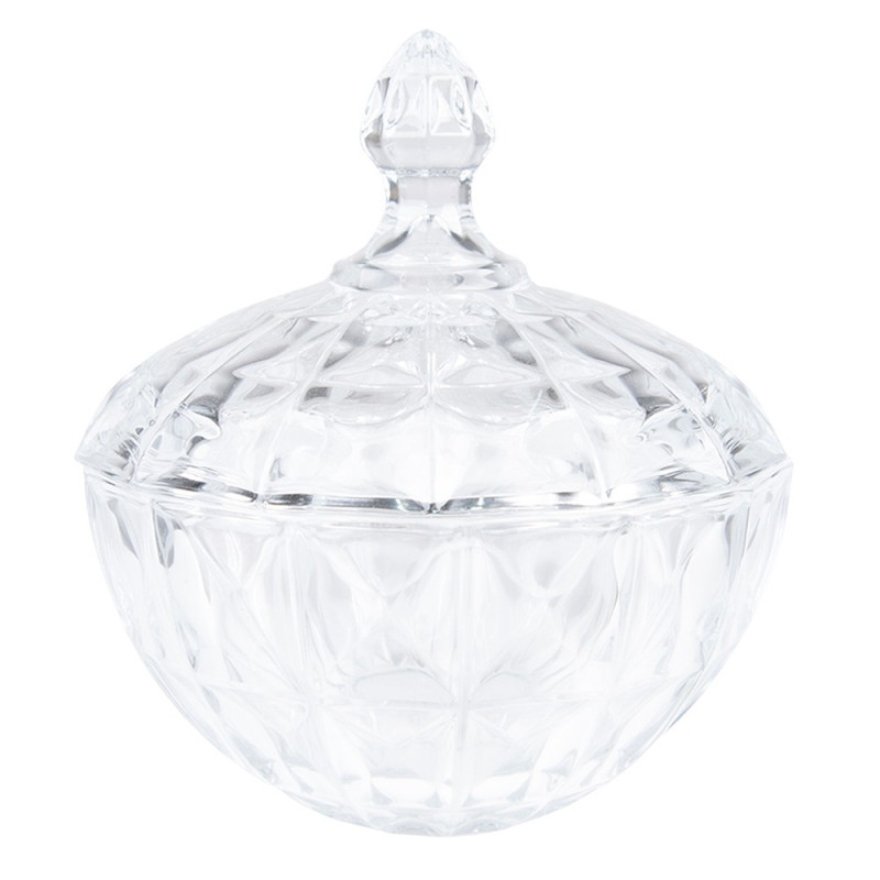 Transparentní skleněná miska dóza na cukrovinky s víkem - Ø 16*19 cm