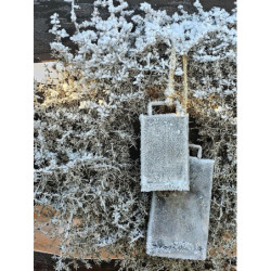 Šedý antik plechový zvonek na laně - 8*3*14 cm