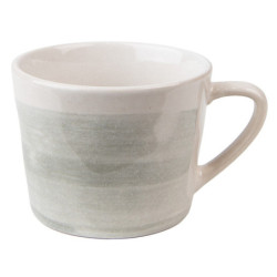 Šedo-zelený keramický šálek s podšálkem Groa - 11*8*6 cm / Ø 14*1 cm / 200 ml