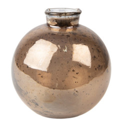 Skleněná hnědá kulatá foukaná váza Sandy - Ø 10*10 cm