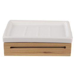 Keramická mýdlenka s bambusovým podstavcem Dao - 13*10*4 cm