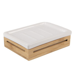 Keramická mýdlenka s bambusovým podstavcem Dao - 13*10*4 cm