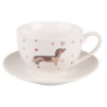 Porcelánový šálek s podšálkem s jezevčíkem Dachshund Love - 12*9*6cm / 200 ml