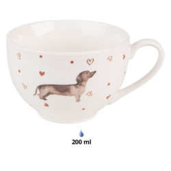 Porcelánový šálek s podšálkem s jezevčíkem Dachshund Love - 12*9*6cm / 200 ml