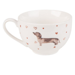 Porcelánový šálek s podšálkem s jezevčíkem Dachshund Love - 12*9*6cm / 200 ml