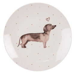 Porcelánový dezertní talíř s jezevčíkem Dachshund Love - Ø 20cm