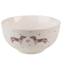 Porcelánová miska s jezevčíkem Dachshund Love - Ø 14*7 cm