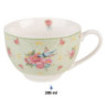 Zelený porcelánovýšálek s podšálkem s květy a ptáčkem Cheerful Birdie - 12*9*6cm/ 200ml