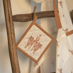 Béžová kulatá bavlněná utěrka s kočičkami Kitty Cats - Ø 80 cm
