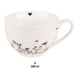 Porcelánový šálek s podšálkem s květinami Flora And Fauna - 12*9*6cm / 200ml