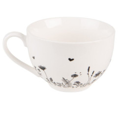 Porcelánový šálek s podšálkem s květinami Flora And Fauna - 12*9*6cm / 200ml