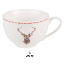 Porcelánový šálek s podšálkem s jelenem Cosy Lodge - 12*9*6 cm / 200 ml