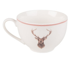 Porcelánový šálek s podšálkem s jelenem Cosy Lodge - 12*9*6 cm / 200 ml