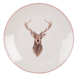 Porcelánový dezertní talíř s jelenem Cosy Lodge - Ø 20cm