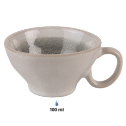 Šedo-zelený keramický šálek s podšálkem Groa - 10*8*5 cm / Ø 14*1 cm / 100 ml