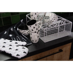 Bílo-černá porcelánová miska se stromky Black&White X-Mas - Ø 14*7 cm / 500 ml