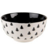 Bílo-černá porcelánová miska se stromky Black&White X-Mas - Ø 14*7 cm / 500 ml