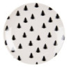 Bílo-černý porcelánový dezertní talíř se stromky Black&White X-Mas - Ø 20*2 cm