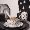 Bílo-černý porcelánový hrnek se stromky Black&White X-Mas - 12*8*10 cm / 300 ml