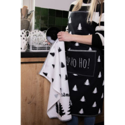 Bílo-černý porcelánový hrnek se stromky Black&White X-Mas - 12*8*10 cm / 300 ml