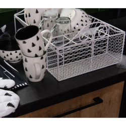 Bílo-černý porcelánový hrnek se stromky Black&White X-Mas - 12*8*10 cm / 300 ml